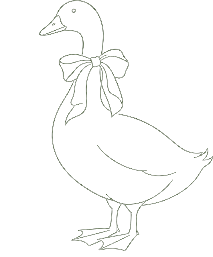 Silly goose with a sage bow